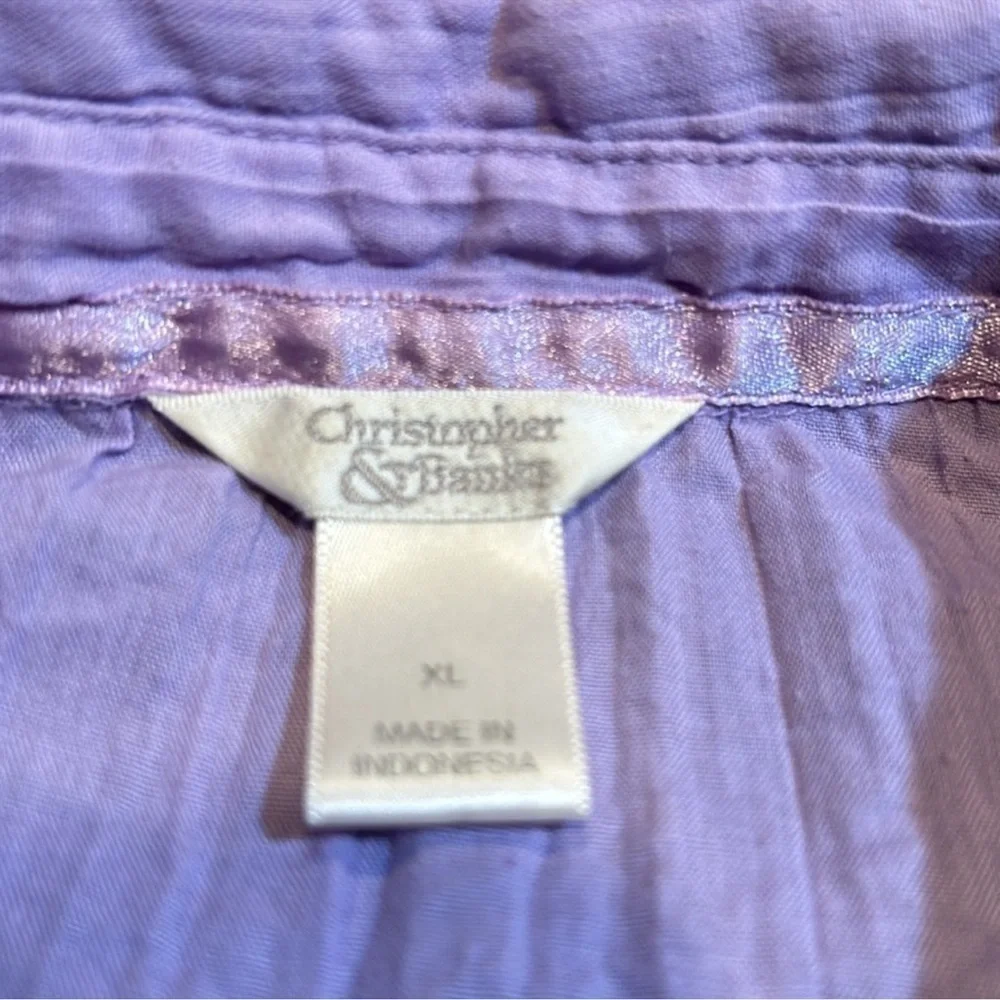 CHRISTOPHER & BANKS Lilac Short Sleeve
Crinkle Button Down Top Size XL - Picture 5 of 7